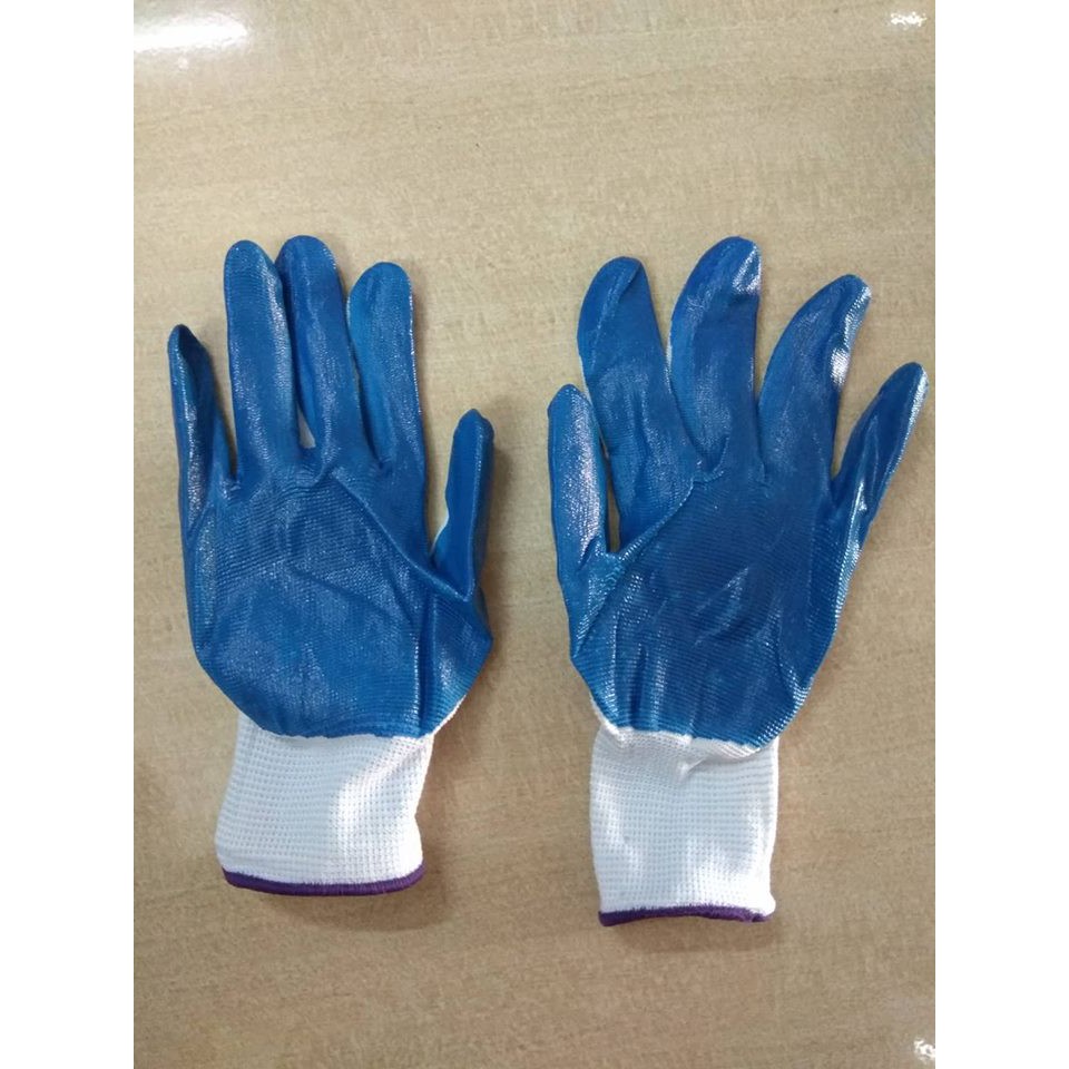 Găng tay bảo hộ phủ sơn công nghiệp màu xanh