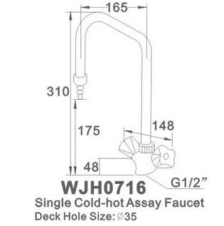 Thông số kỹ thuật Vòi rửa phòng thí nghiệm chuyên dụng 1 nhánh Model: WJH0716